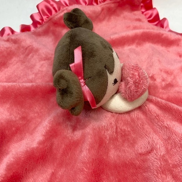 carter's Little Girl Pink Lovey Rattle Security Blanket Ruffle Satin Lined 14" - Picture 9 of 17